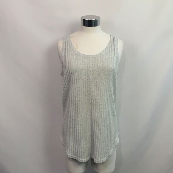 CACHE silver shimmer knit shell - Picture 1 of 7